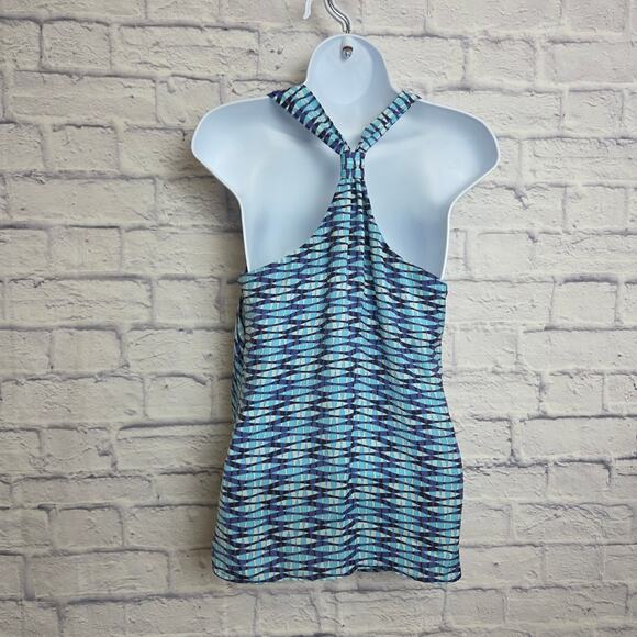 Banana Republic Blouse Womens Size 4P Halter Style Geometric Print Top - Picture 2 of 14